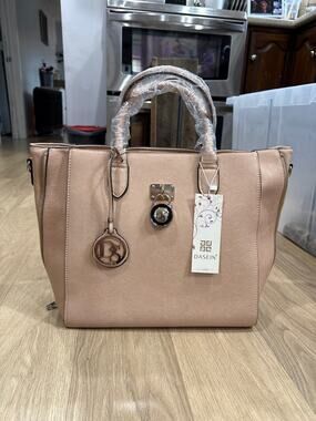 Dasein Women's Large Tote Shoulder Bag in Pale Pink / Peach